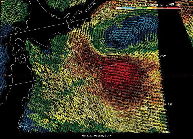 High-resolution QuikScat scatterometer image