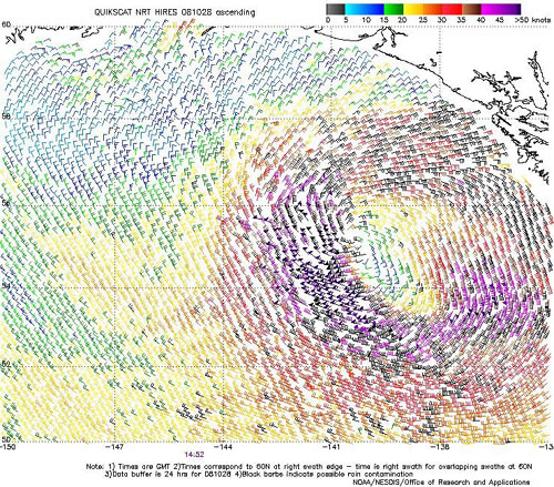 High resolution QuikSCAT scatterometer image