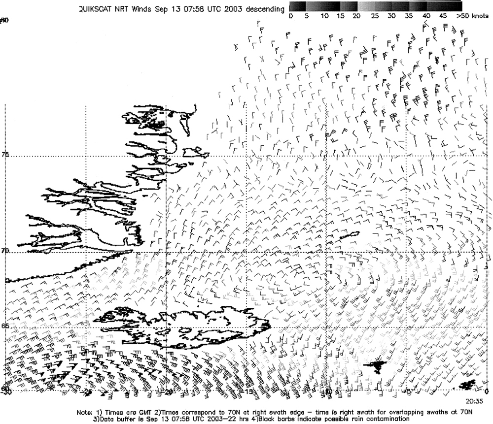 Figure 8 - QuikSCAT scatterometer image - click to enlarge