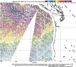 Figure 6. QuikSCAT scatterometer image - Click to Enlarge