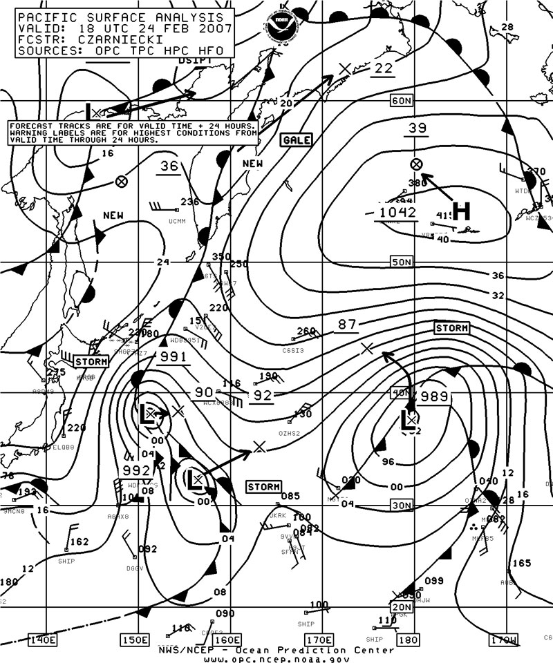 North Pacific Surface Analysis charts