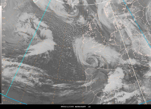 High resolution QuikSCAT scatterometer image of satellite-sensed winds