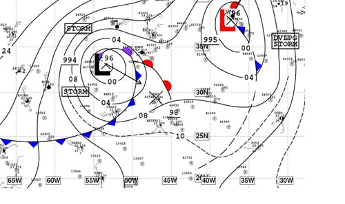 Surface analysis at 0600 UTC 11 March 2009