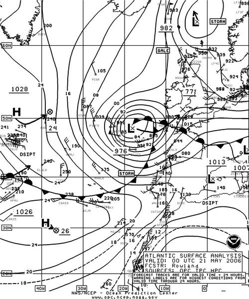 North Atlantic surface analysis chart