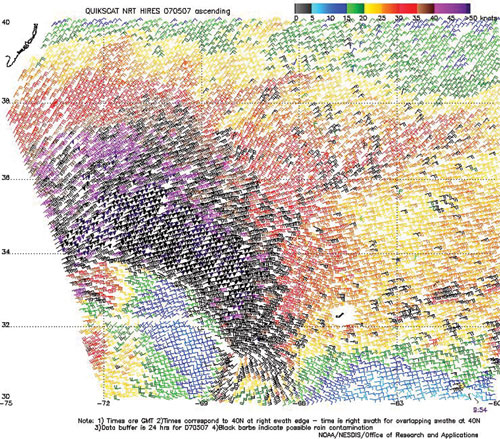 High-resolution QuikScat scatterometer image