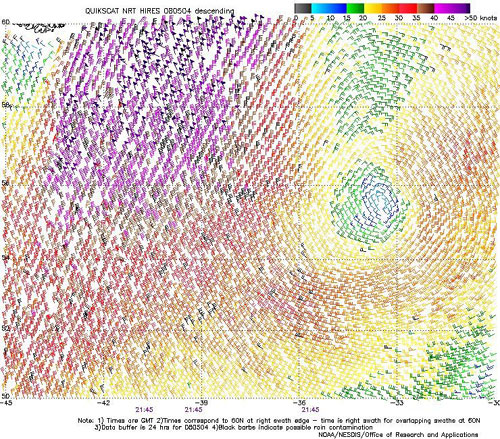 High resolution QuikScat scatterometer image